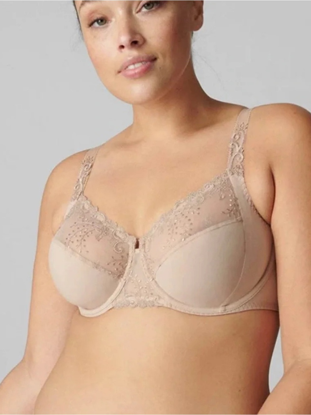 Simone Perele Delice Full Cup Sand Embroidered Contour Underwire Bra Size 32F